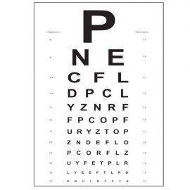 tablica snellena, pcv, litery, do oceny ostrości wzroku.